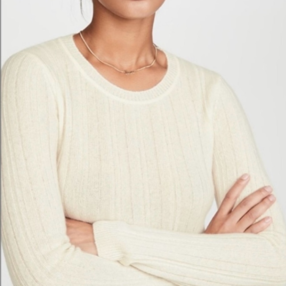 Reformation Cream Ribbed Women's 100% Cashmere Sweater